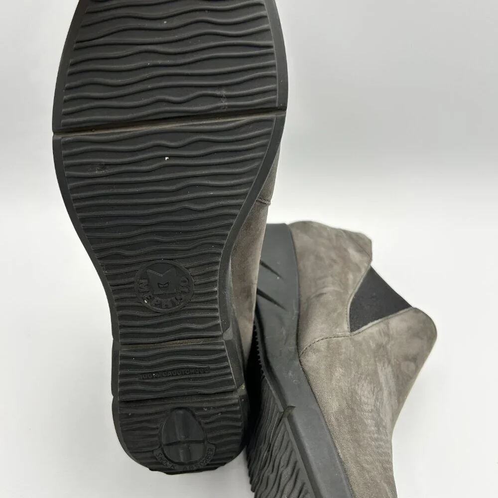 Mephisto Shoes 7.5 Gray Suede Wedge Loafers Low Booties *No insoles*
